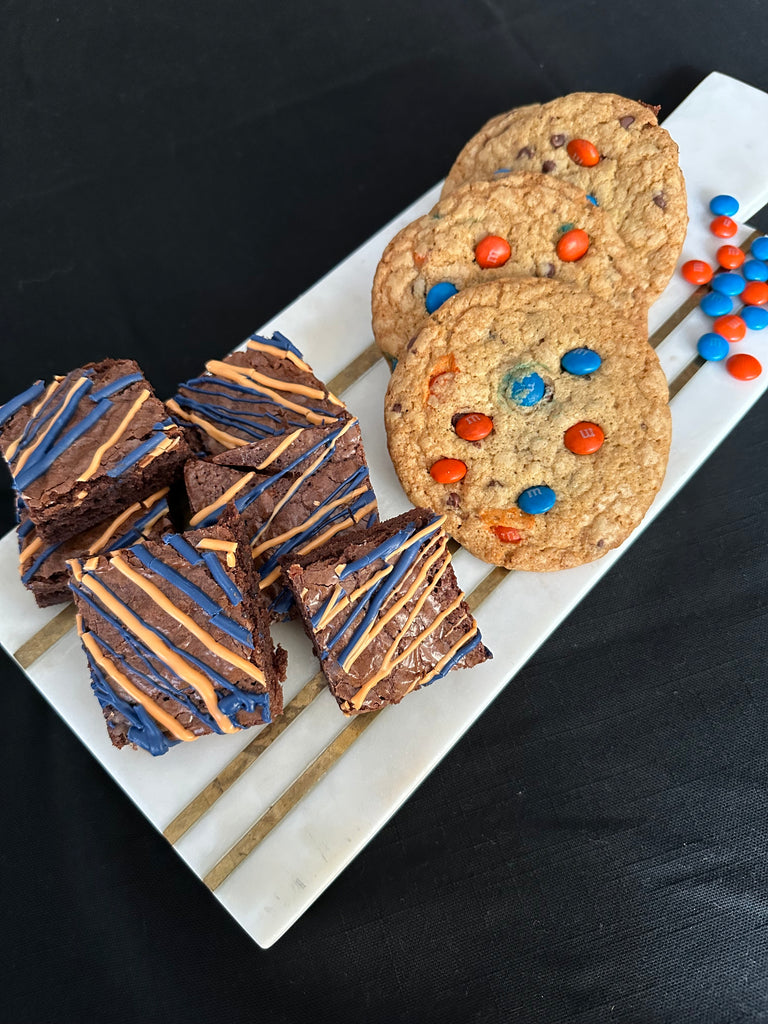 Orange and Blue Cookie and Brownie Tray