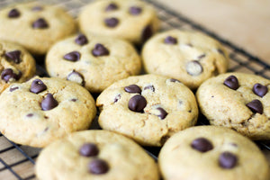 pumpkin chocolate chip cookies on a cooling rack